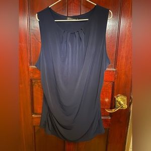 7th Avenue New York & Company Navy Blue Blouse Pleated Front Sleeveless
